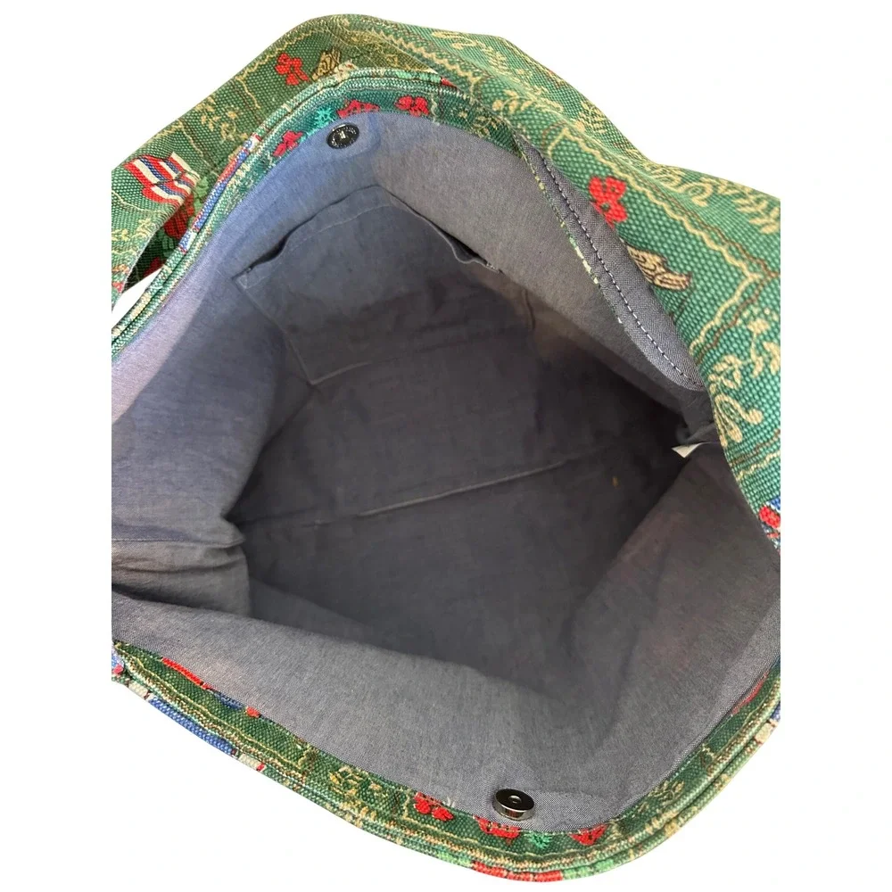 Reyn Spooner Hawaiian Traditionals State‎ Flag Bird Flower Canvas Bag Green